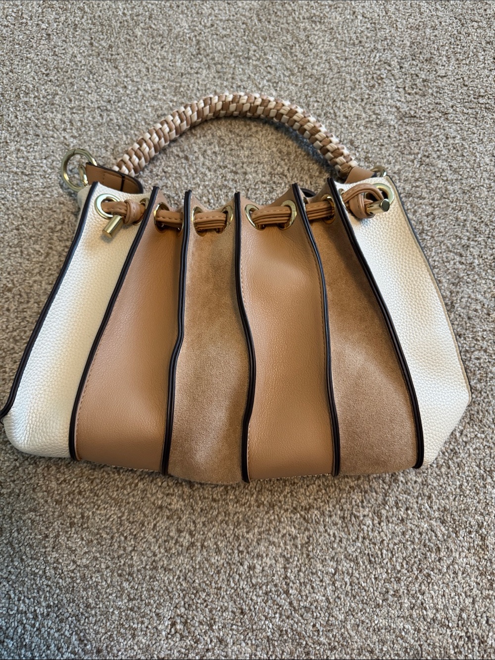 Dolce Vita Chic Two-Tone Tan and Cream Women's Shoulder Bag